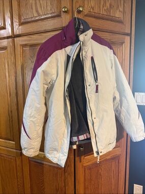Women's white and Purple Insulated Ski Jacket - Lightweight Winter Shell